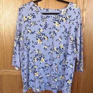 J.Jill Pima Cotton Floral Scoop Neck Top XL
